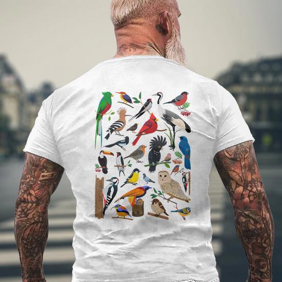 Garden Birds Nature Lover Birds Mens Back Print T-shirt
