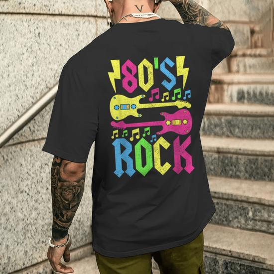 80S Rock Concert Outfit 1980S Fashion 80S Band Party Costume Men's T-shirt  Back Print