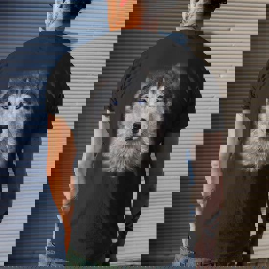 Beautiful Siberian Husky Dog Face Men's T-shirt Back Print Beautiful Siberian Husky Dog Face Men's T-shirt Back Print