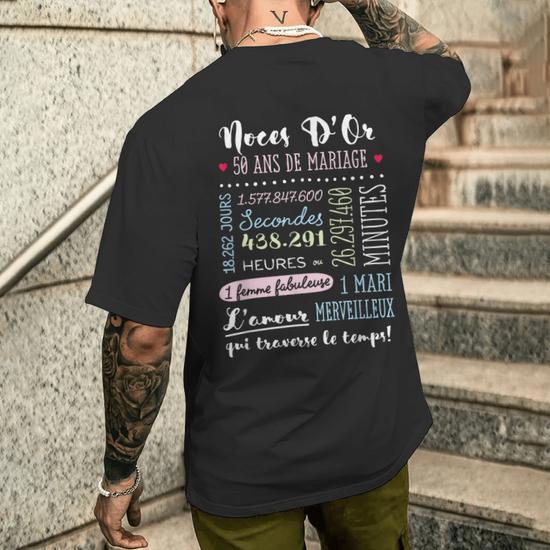 T-shirt 50e Anniversaire Brillant Dans Le Noir - Fruit Of The Loom - Neuf Sans étiquettes