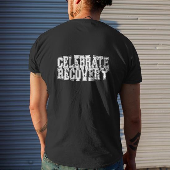 Celebrate Recovery Mens Back Print T-shirt - Seseable Celebrate Recovery Mens Back Print T-shirt - Seseable