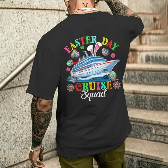 Easter Day Cruise Squad Colorful Sunglasses Player Team Men's T-shirt Back  Print