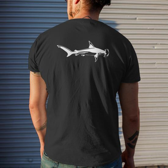 Great Hammerhead Shark Silhouette Simple Shark Mens Back Print T-shirt
