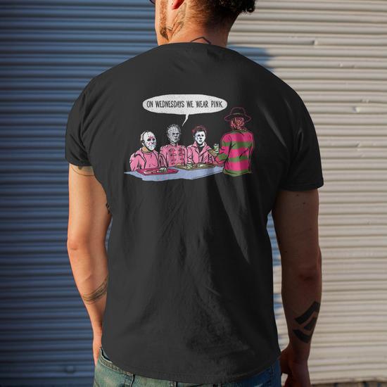 Horror On Wednesdays We Wear Pink Mens Back Print T shirt Thegiftio UK