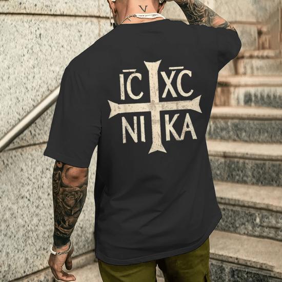 IC XC NIKA Cross Christogram - Camiseta de manga larga con cristograma ortodoxo cristiano Jesucristo IC XC NIKA Cross Christogram - Camiseta de manga larga con cristograma ortodoxo cristiano Jesucristo