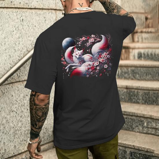 Japanese Kitsune Cute Spirit Nine Tailed Fox Aesthetic Men's T