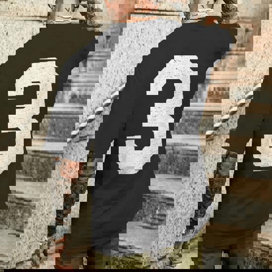 Jersey Number 3 Athletic Style Men's T-shirt Back Print - Monsterry