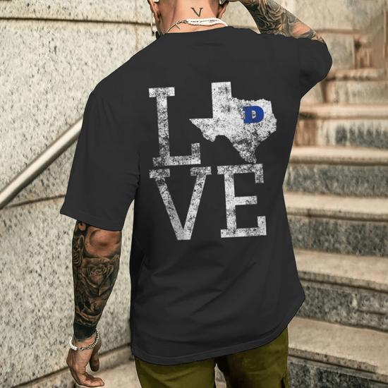 thumbnail interactive-video image 1 of Dallas Love Distressed T-Shirt - Soft Tri-Blend Tee For Cowgirls And Cowboys 1 of 11