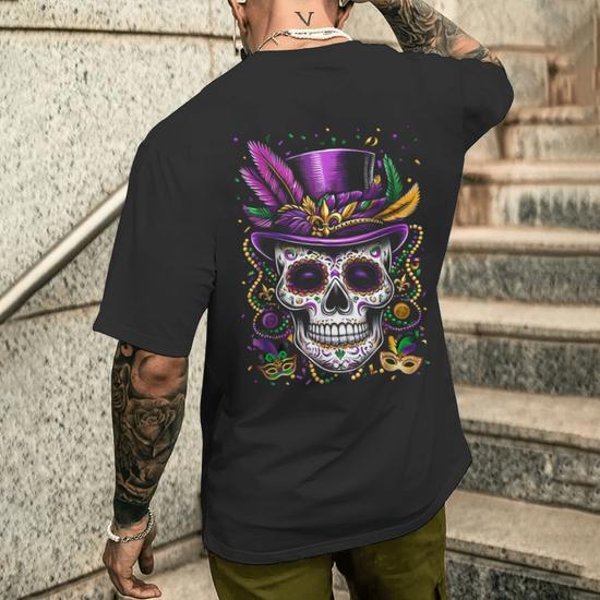 T-shirt Mardi Gras Beads American Flag Pour Homme - 100% Coton, Tailles S à 3XL, Neuf Avec étiquettes