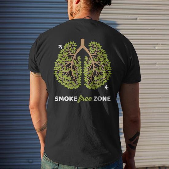 No Smoking Smoke Free Zone For World No Tobacco Day Men's T-shirt Back  Print