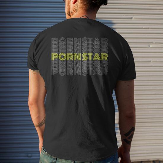 Black Retro Porn Stars - Porn Star Retro Men's T-shirt Back Print - Monsterry