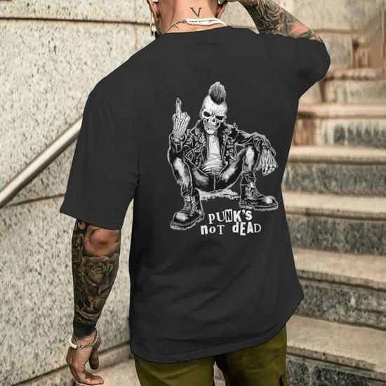 Punks Not Dead 70S 80S Music Emo Meme Skeleton Men