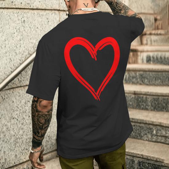 Women's Love Heart Graphic Long Sleeve T-Shirt - Cute Valentine's Day Casual Top In Black
