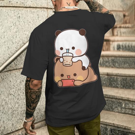 Romantic For Her Bubu Dudu Bubble Tea Fleece Couples Men's T-shirt
