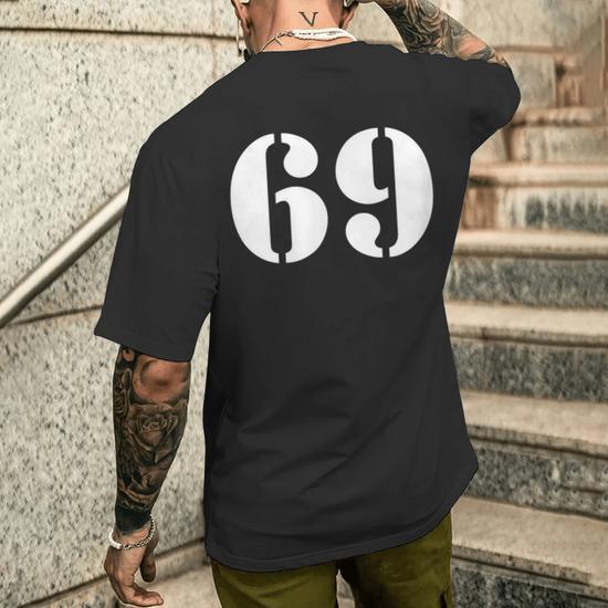 Sixty Nine Number 69 Numbered Men's T-shirt Back Print - Monsterry