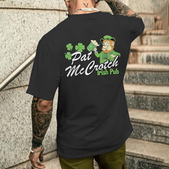 St Patty's Day Pat Mccrotch Irish Pub Lucky Clover Men's T-shirt Back Print  | Seseable UK