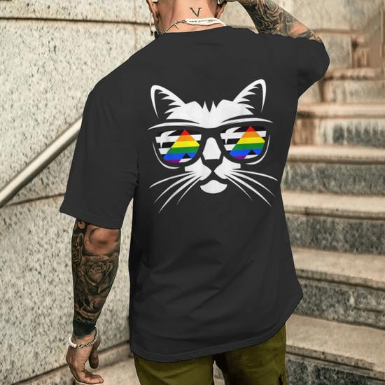 Straight Ally Pride Flag Cat Straight Ally Men's T-shirt Back