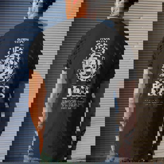 Suntory Boss Coffee Japan Mens Back Print T-shirt - Thegiftio UK