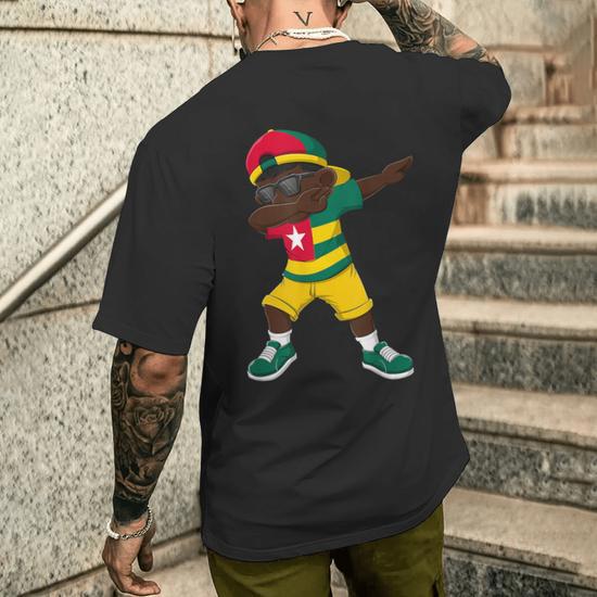 Tamponner Le Garcon Togo Drapeau Pour Enfants Dance Dab T shirt imprime au dos Cadeauxyz