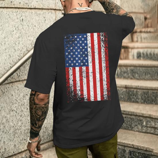 4th of July Shirts Men American Flag Independence Day T-Shirt USA  Distressed Flag Shirt Patriotic Short Sleeve Tees 