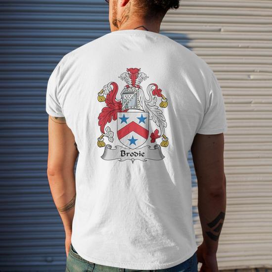 Brodie Family Crest Scottish Family Crests Mens Back Print T shirt