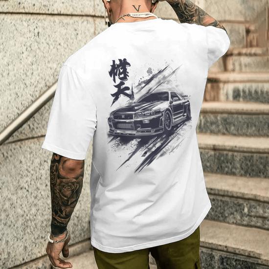 Classic One Color Legendary R 34 Skyline Jdm Men's T-shirt Back