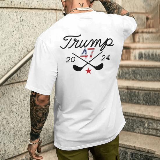 Trump Golf Trump 47 2024 Men's T-shirt Back Print - Monsterry