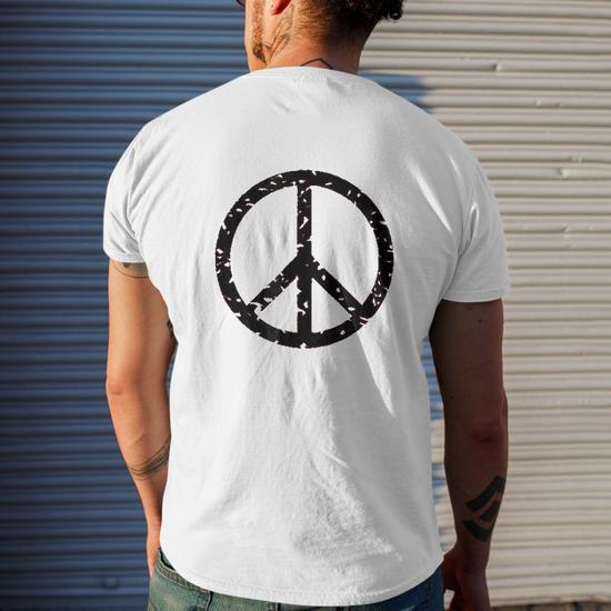 Vintage Peace Sign V2 Mens Back Print T-shirt - Thegiftio