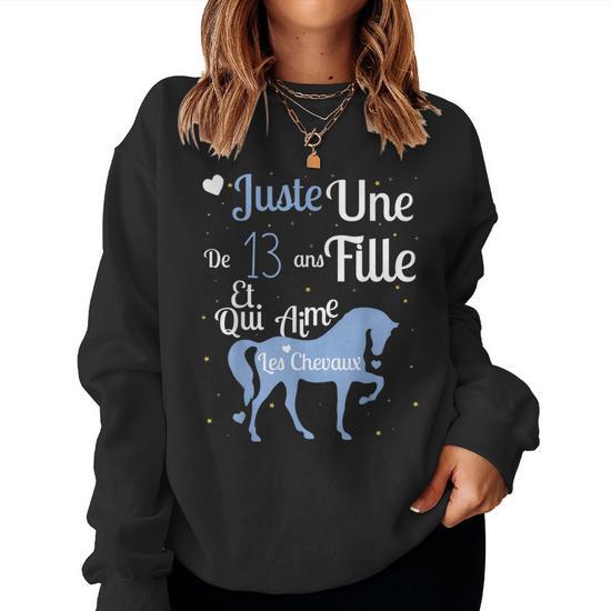 Sweat à Capuche Fille - Design "La Vie Est Mieux Avec Un Cheval" - Pour Cavalière Ado équitation