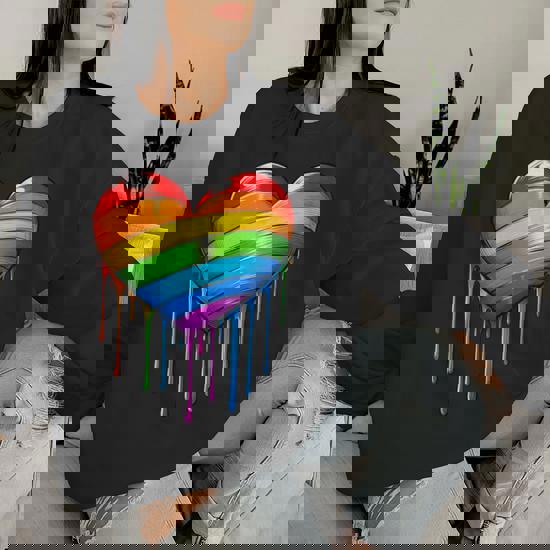 Bandera Arco Iris Corazon Gay Lesbianas Orgullo Lgbt Lgbtq Cuello Sudadera Mujer Regaloses