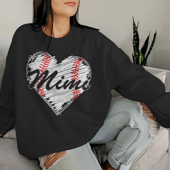 Baseball Mimi Retro Heart Baseball Grandma Mother s Day Women Sweatshirt Seseable UK