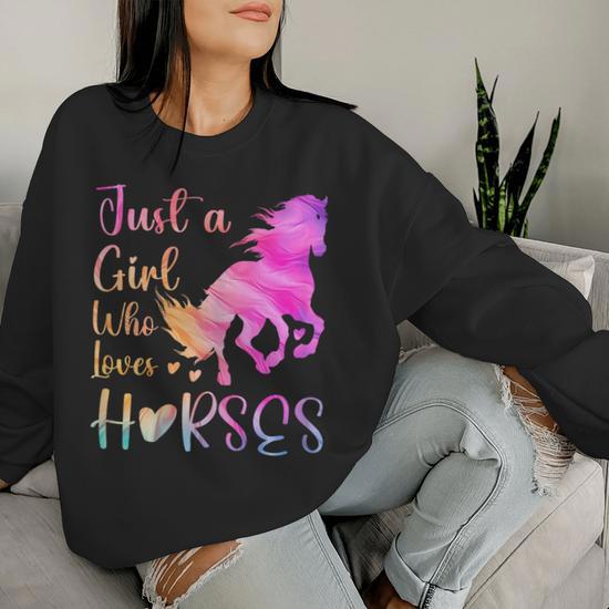 Just A Girls Horse Riding For Girls Who Love Horses Tie Dye Women Sweatshirt Thegiftio UK