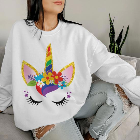 Chemise Licorne Visage Fille Licorne Vetements Licorne Women Sweatshirt Cadeauxyz