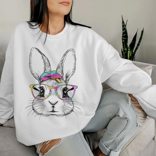 Bunny with glasses sweatshirt sale