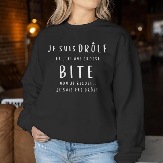 Sweat à Capuche Humour "Je Suis Drôle Et J'ai Grosse Bite" - Cadeau Marrant, Coupe Classique, 241 G