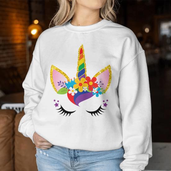 Chemise Licorne Visage Fille Licorne Vetements Licorne Women Sweatshirt Cadeauxyz