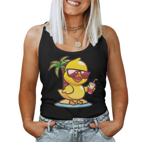 Cute Duck Animal Vacation Beach Women Tank Top Thegiftio UK