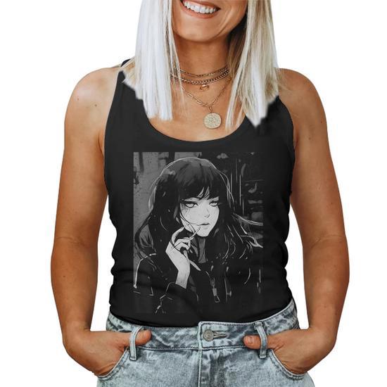 トップス cvtvlist japanese label tank top grunge Horror Anime Waifu Girl Soft Grunge Aesthetic Japanese Otaku Women
