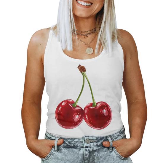 Cherry Red Aesthetic Cherries Trendy Summer Women Women Tank Top
