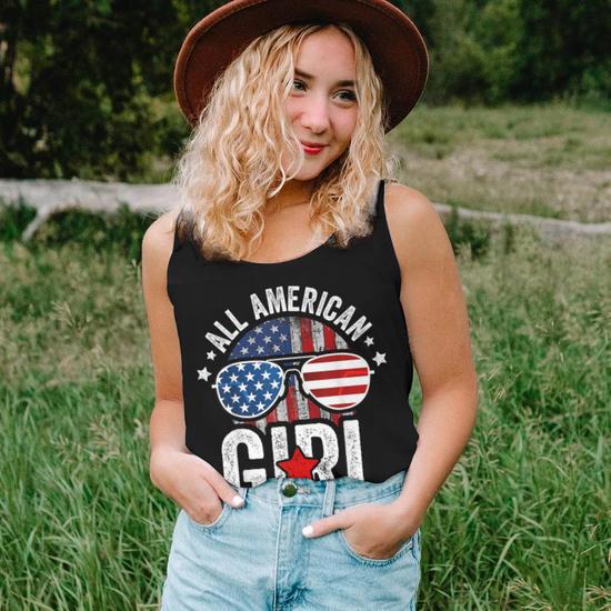 All American Mama 4th Of July Tank Top – Patriotic USA Flag Sleeveless Shirt, Women's Holiday Graphic Tee - View #2