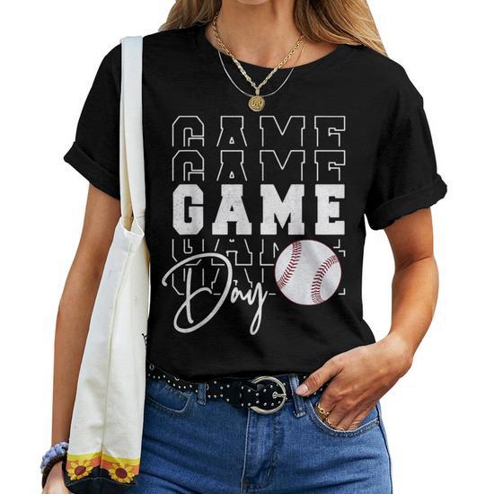 Game Day Vibes Girls Mom Baseball Life Women T shirt Seseable UK