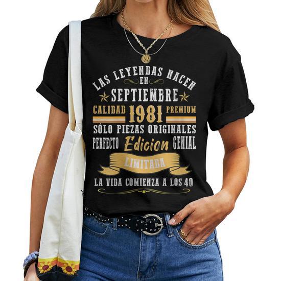 Leyendas Septiembre 1981 40 Anos Cumpleanos Hombre Cuello Camiseta de mujer Regaloses