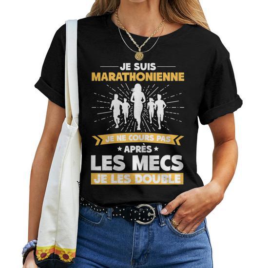 T-Shirt Running Drôle Pour Femme - Manches Courtes - Humour Sportif - Cadeau Coureuse