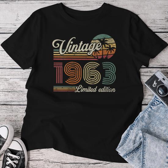 T-shirt 60 Ans Anniversaire – Modèle Vintage Novembre 1965 – Pour Homme Ou Femme, Col En V – Cadeau Humour Pour Naissance 1965
