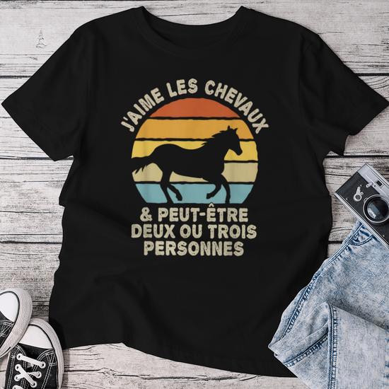 T-shirt Fille « J'Peux Pas J'ai Cheval » – Design Fleuri Avec Fronces – 100% Coton – Coupe Près Du Corps – Idéal Loisirs & École