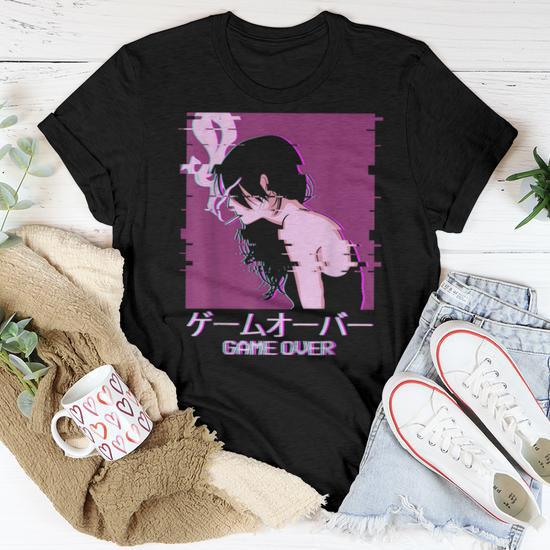 Vaporwave Shirt Roblox Japanese Vaporwave Sad Anime Girl Game Aesthetic Women T Shirt Hammgbcw 