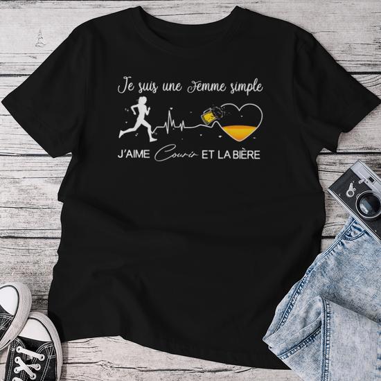 T-shirt Humoristique Femme 'Je Suis Une Femme Simple J'aime Courir Et L'apéro' - Coupe Classique - 4