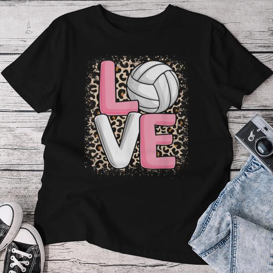 Love Volleyball Leopard Print Girls Volleyball Lover Women T shirt Seseable UK