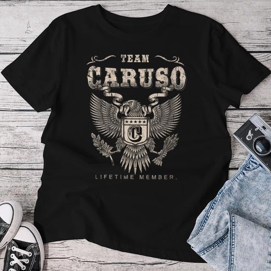 Team Caruso Family Name Lifetime Member Women T shirt Seseable UK