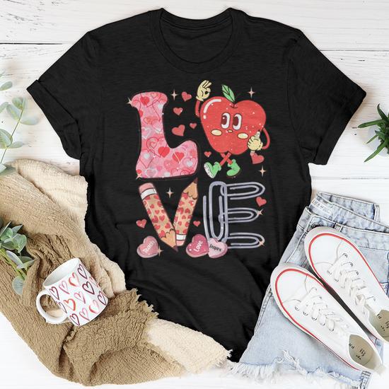 Valentine Day Love Teacher Candy Conversation Hearts Women T-shirt